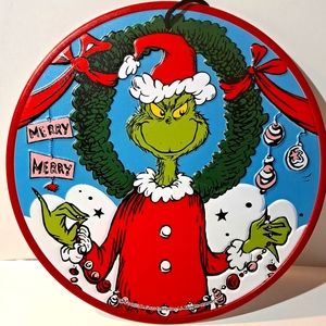 The Grinch Metal Christmas Holiday Hanging Sign Seasonal Home Decor Movie DVD